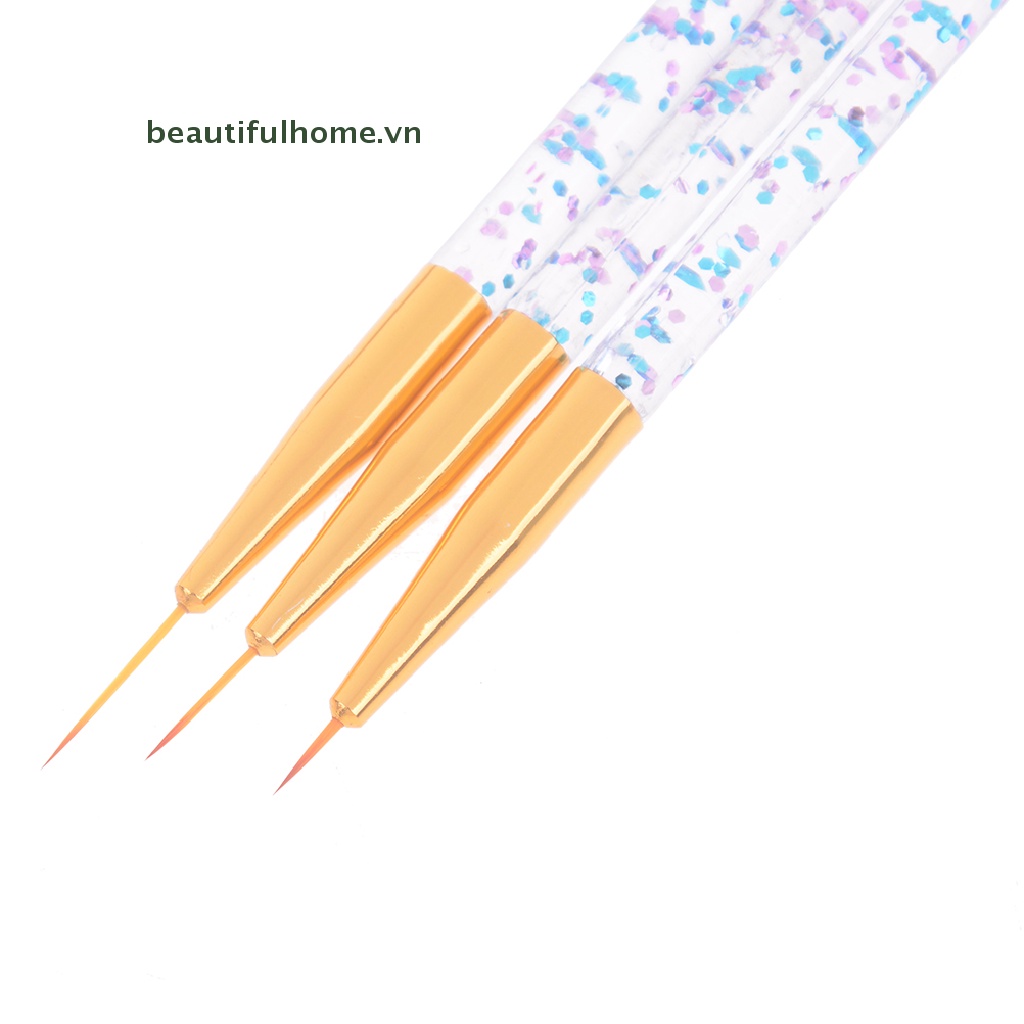 Bộ 3 Cọ Vẽ Móng Tay Nghệ Thuật Bằng Acrylic Kẻ Sọc Lưới Diy