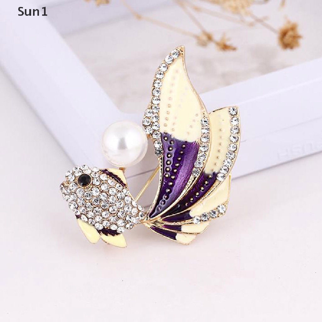 1 Huy Hiệu Cài Áo Hình Cá Vàng Đính Đá Thời Trang Sun1 &gt; 1 Cái
