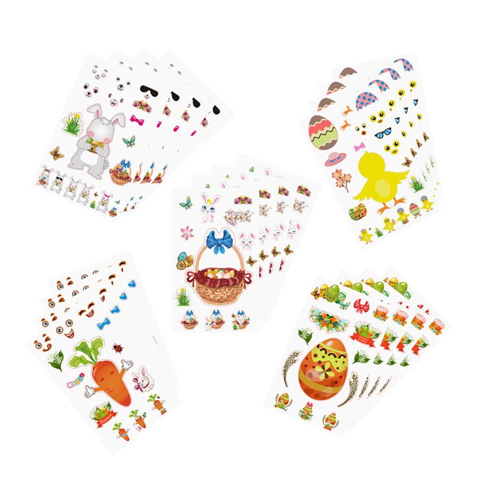 Bộ 5 Tờ Miếng Dán Trang Trí Hình Chữ Happy Easter Dễ Thương Độc Đáo