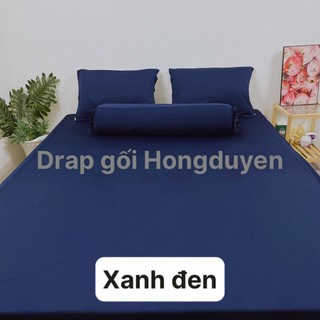 Bộ Drap/ga thun trơn xanh đen KO Mền/Chăn 1m6/1m8 (chân nệm dưới 15cm). drap gối codipa