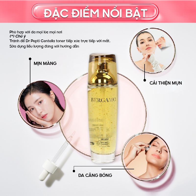 Serum Bergamo 24K Gold Brilliant Essence Dưỡng Trắng, Cung Cấp Độ Ẩm, Nâng Cơ, Chống Lão Hoá Cho Da Mặt 110ml SR14