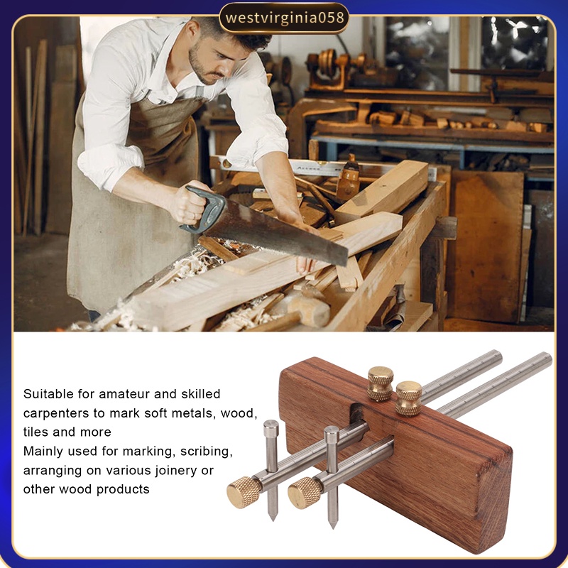 Có thể bán buôn Máy đo đánh dấu chế biến gỗ vạch kép Thanh kéo bằng thép không gỉ lỗ mộng cho Ngói gốm kim loại Westvirginia058 Hàng giao ngay