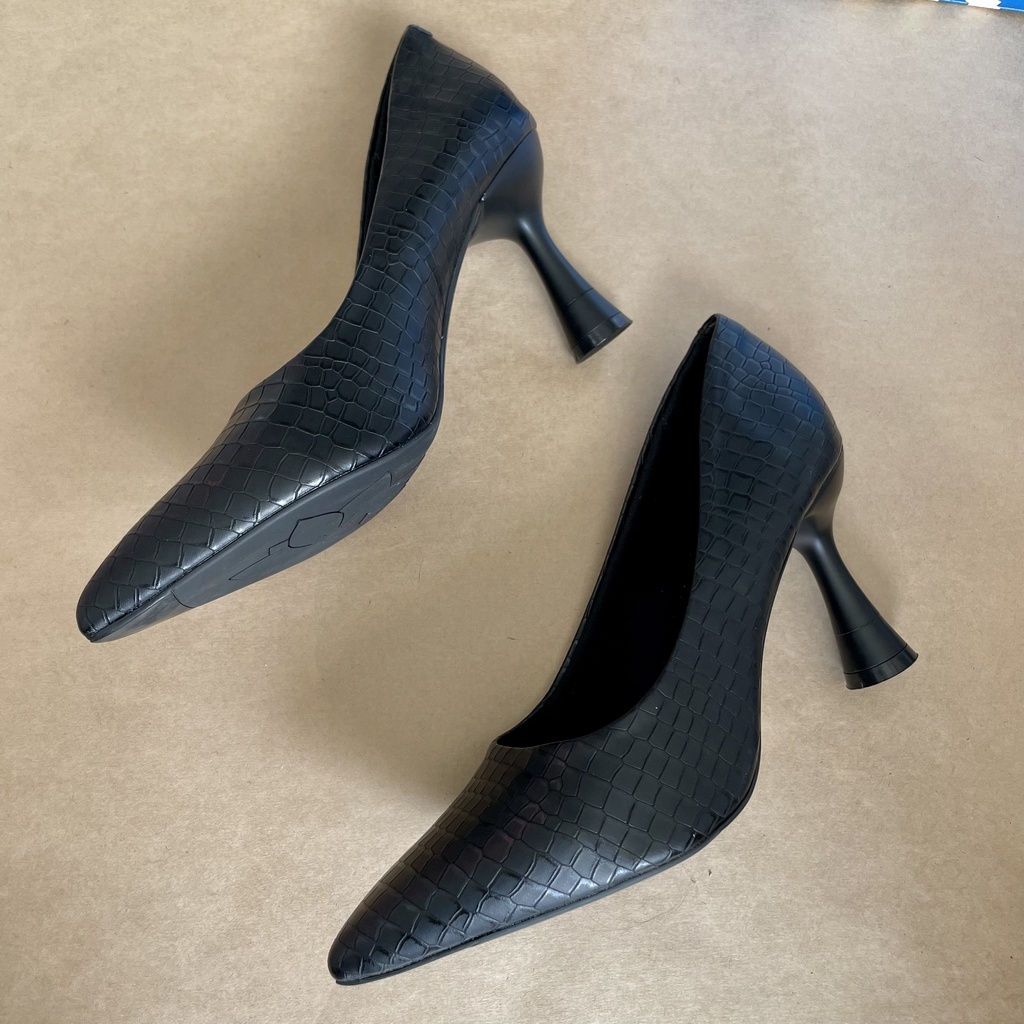 Giày cao gót 7cm vân cá sấu siêu sang, hàng xịn chất da mềm êm,