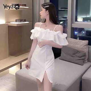 Đầm YEYA trễ vai thiết kế hai dây ôm dáng vừa vặn xẻ tà thời trang mới cho nữ