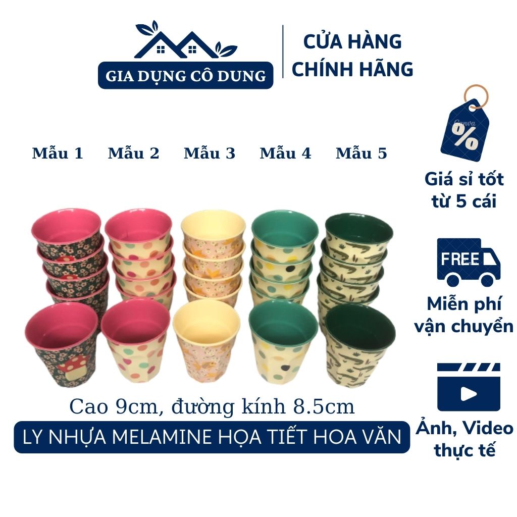 Ly Nhựa Melamine Họa Tiết Hoa Văn