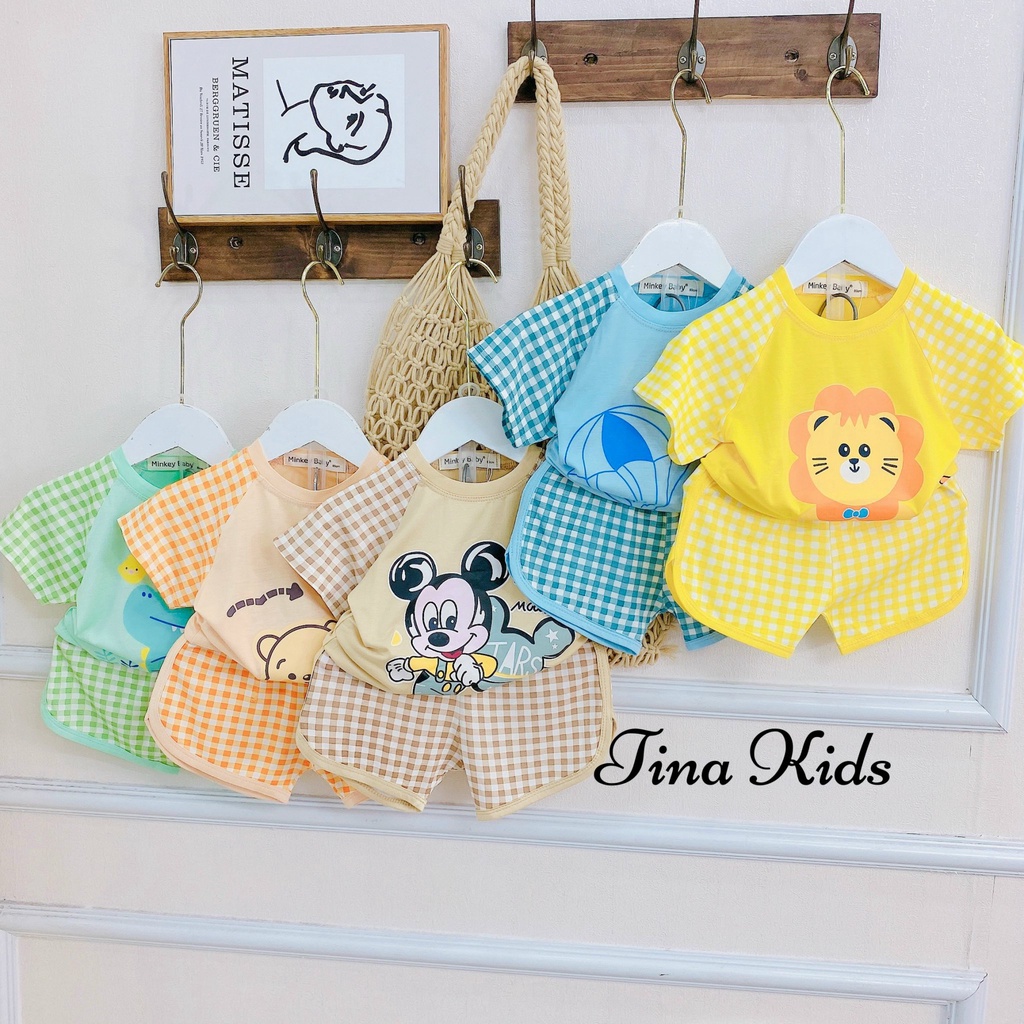 Bộ Cộc Tay Cho Bé Trai Bé Gái Hàng Minky Mom Chất Thun Lạnh In Hình Dễ Thương Minkey Baby