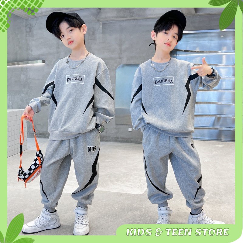 Bộ thu đông bé trai dài tay có size đại cho bé set quần áo trẻ em Basic Thời Trang Phong Cách Hàn Quốc