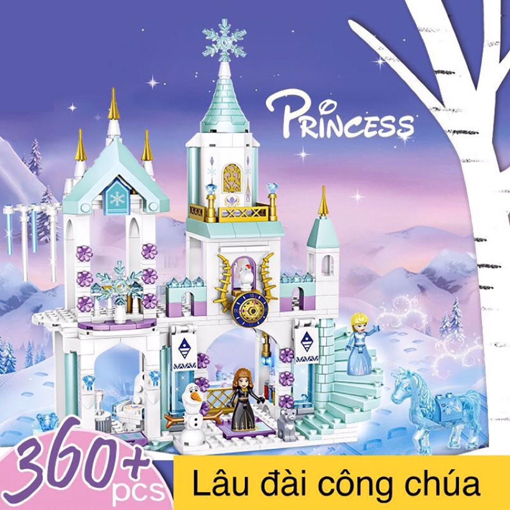 Đồ chơi trẻ em xếp hình lâu đài công chúa elsa 360pcs lâu đài tuyết dành cho bé gái