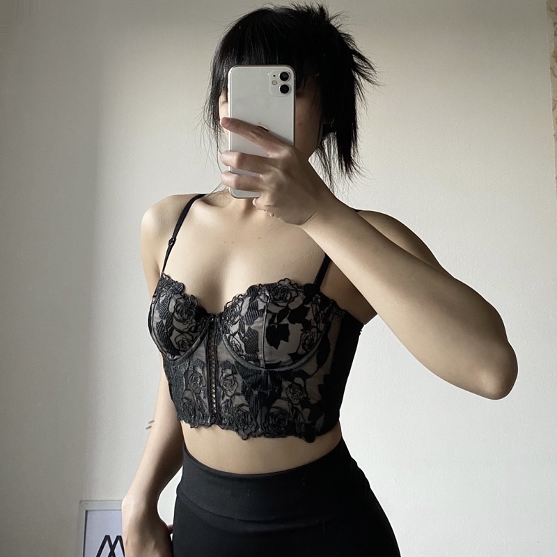 𝐃𝐦𝐚𝐧𝐡 - Áo bra corset HOA ren ôm ngực tôn dáng chất dày dứng xịn