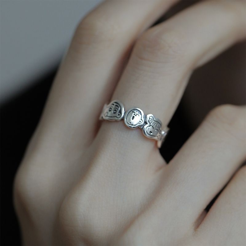 Nhẫn Hở Họa Tiết Graffiti Đơn Giản Dễ Thương Có Thể Điều Chỉnh