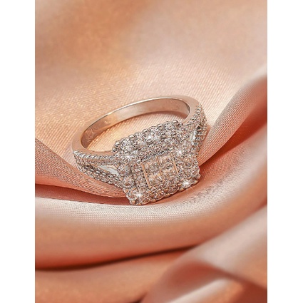 Nhẫn cao cấp phối hạt đá zircon lấp lánh
