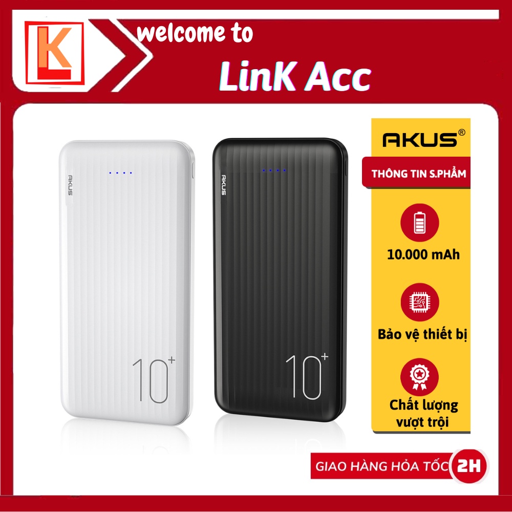 Sạc dự phòng Akus 10000mah DP180- Hàng chính hãng- Bảo hành 12 tháng