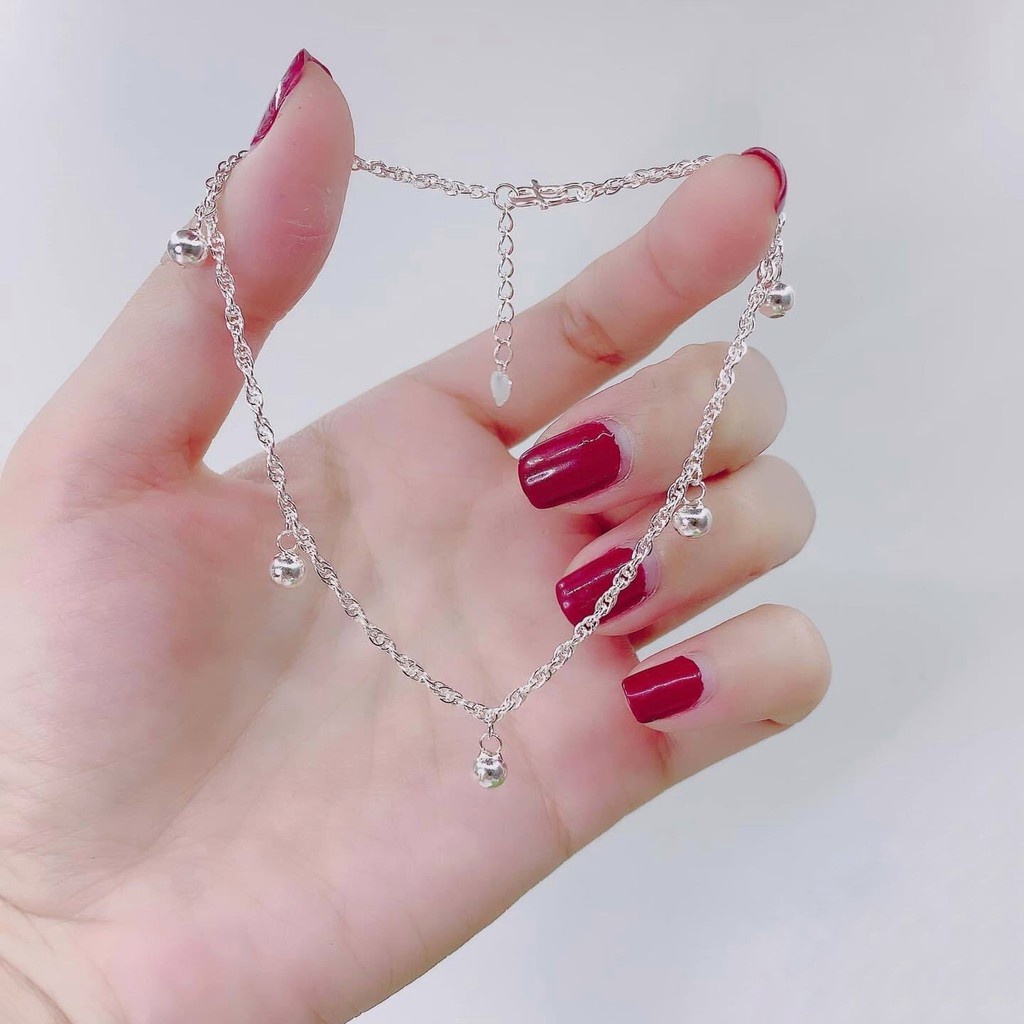 Lắc Tay Lắc Chân Bạc Ta CaoBac Jewellery Cho Nữ Sợi Xích Xoắn Mix 5 Viên Bi