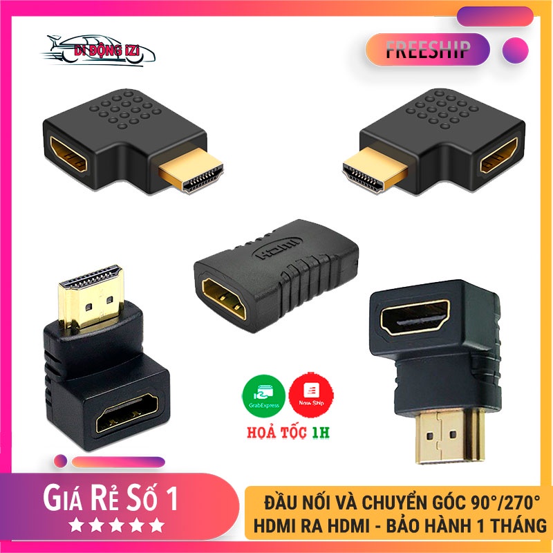 Đầu Nối Dài Và Chuyển Góc Cáp HDMI Ra HDMI, Đầu Chuyển Vuông Góc Chữ L 90 Độ (Trái, Phải, Lên, Xuống) - BẢO HÀNH 1 THÁNG