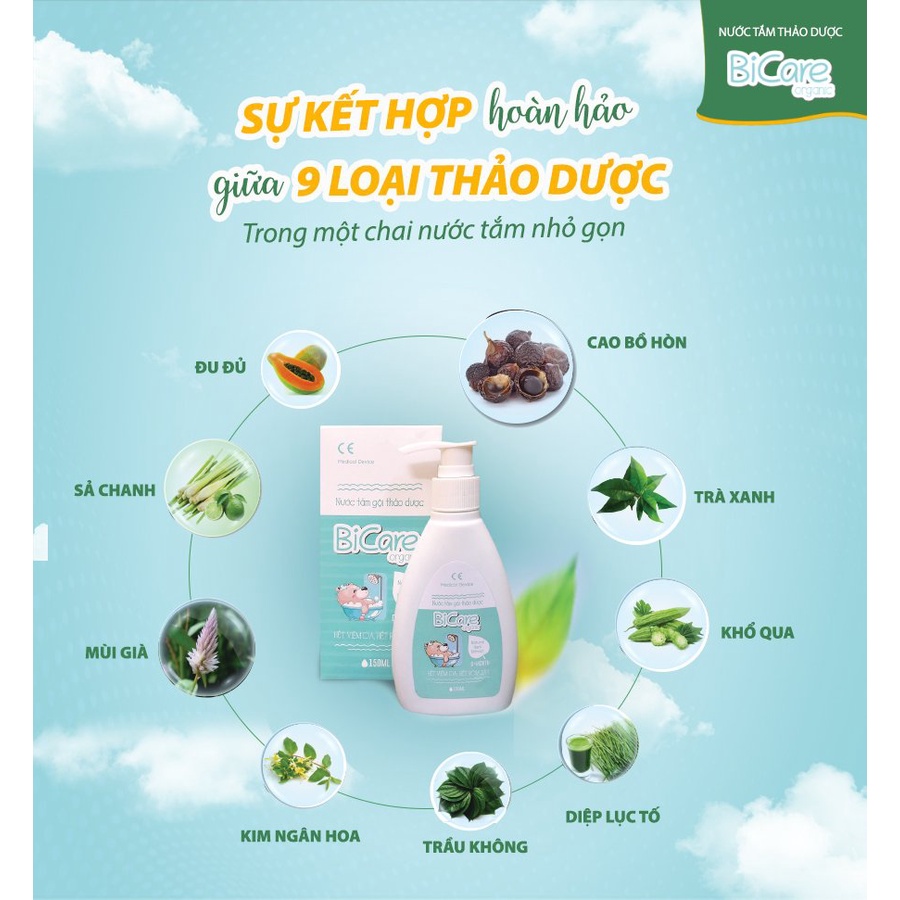 Nước Tắm Thảo Dược BiCare Organic 250ml Cho Trẻ Sơ Sinh