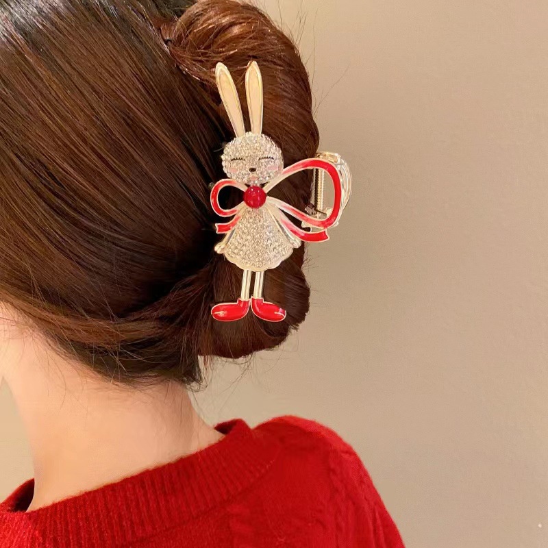 Kẹp Tóc Hình Thỏ Đính Đá Lấp Lánh Dễ Thương Chất Lượng Cao Cho Nữ Giới