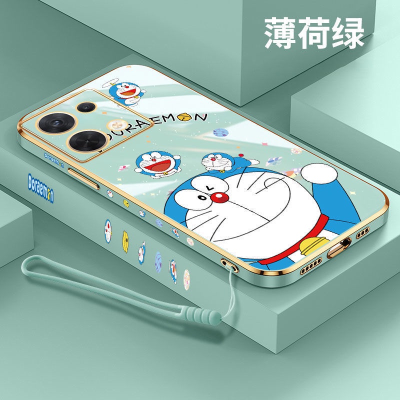 Ốp Điện Thoại Silicon Mềm Chống Sốc Mạ Điện In Hình Doraemon Cho OPPO Reno 6 7 Pro 6Z 7Z 5G