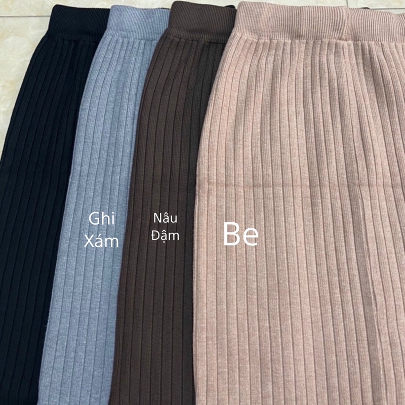 Chân váy len tăm dáng siêu dài qua gối
