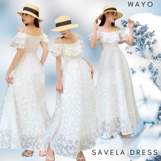 Đầm WAYO voan hoa maxi trễ vai thanh lịch sang trọng xinh đẹp