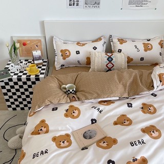 Set chăn ga 4 món cotton poly gấu nâu