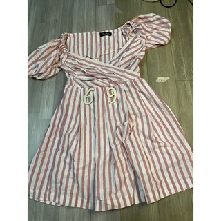 2hand đầm sọc đỏ eo 69cm mã 187