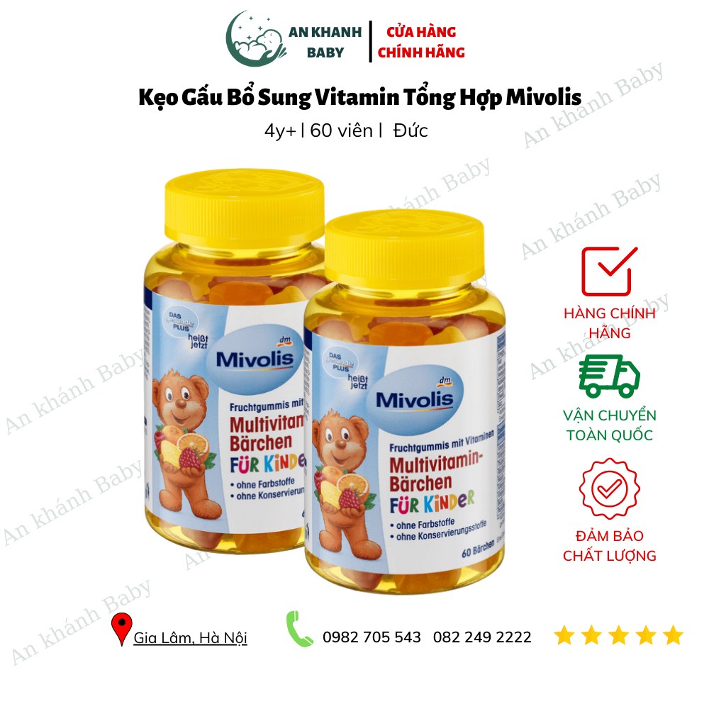 Kẹo gấu Mivolis bổ sung vitamin cho bé hộp 60 viên nội địa Đức t2/2025