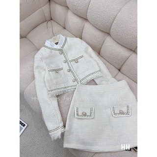 Set dạ chạy viền cổ tàu