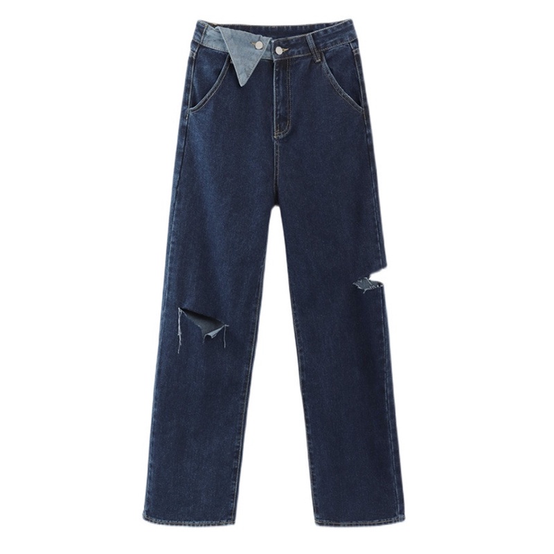 IELGY  IELGY Quần Jean Lưng Cao Màu Sắc Tương Phản Thời Trang Cho Nữ