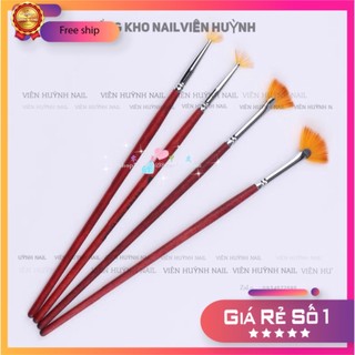 Cọ quạt nail cán gỗ , cọ quét nhũ omber chuyên dụng để vẽ móng