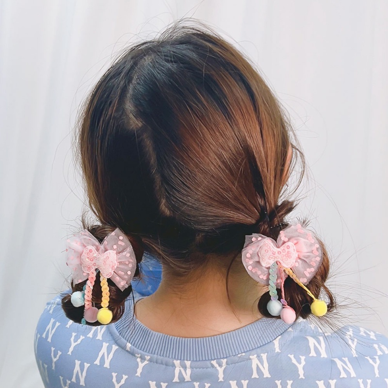 Set 10 Kẹp Tóc Nơ Lưới Thời Trang Cho Bé Gái