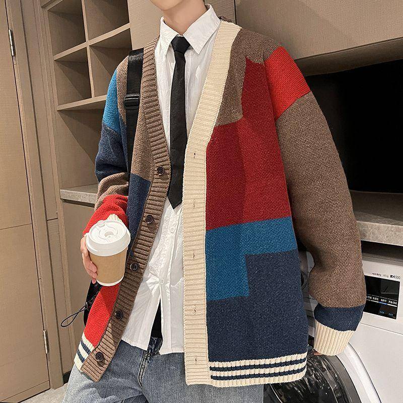 Áo Khoác Cardigan Dệt Kim Dáng Rộng Phong Cách Hàn Quốc Thời Trang Mới 2022 Cho Nam