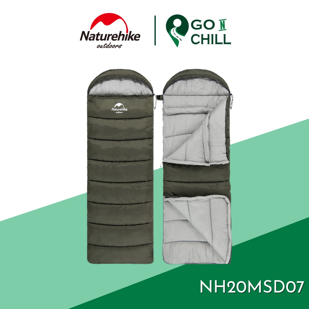 Túi ngủ đơn siêu nhẹ mùa đông có mũ trùm đầu Naturehike NH20MSD07