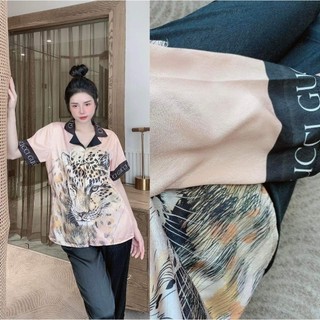 Đồ bộ Pijama Nữ Lụa Xước Ánh Kim hàng thiết kế in 5D freesize