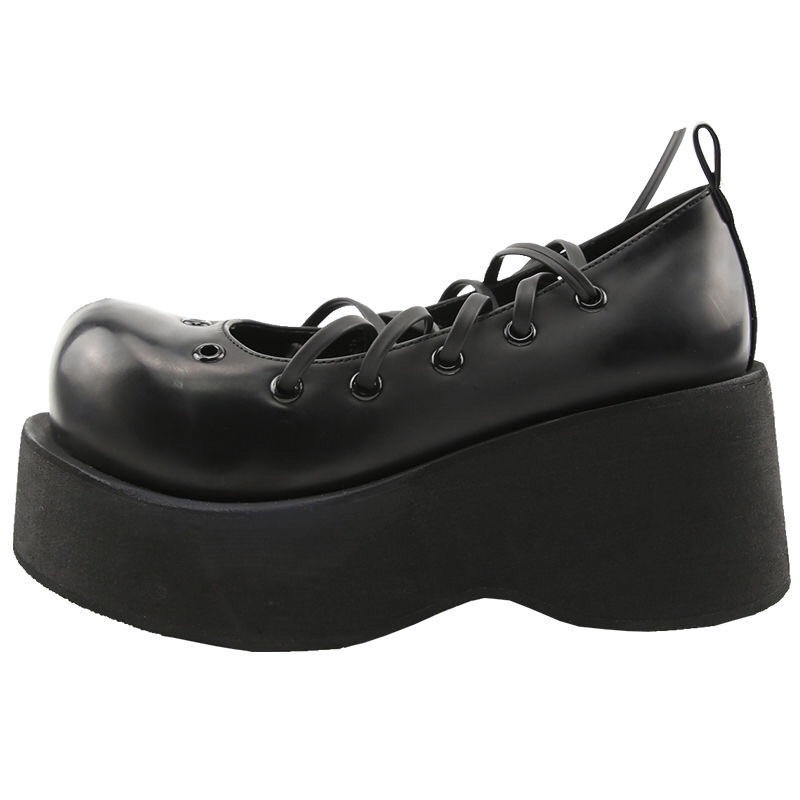 Giày lolita lỗ xỏ cột dây phong cách nữ sinh Nhật Bản Juice Park đế cao 7,5cm FOOTMADE