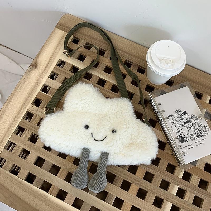Túi Đeo Chéo Đựng Điện Thoại Hình Đám Mây Bằng Lông Nhung Mềm Mại Dễ Thương Phong Cách Lolita Nhật Bản