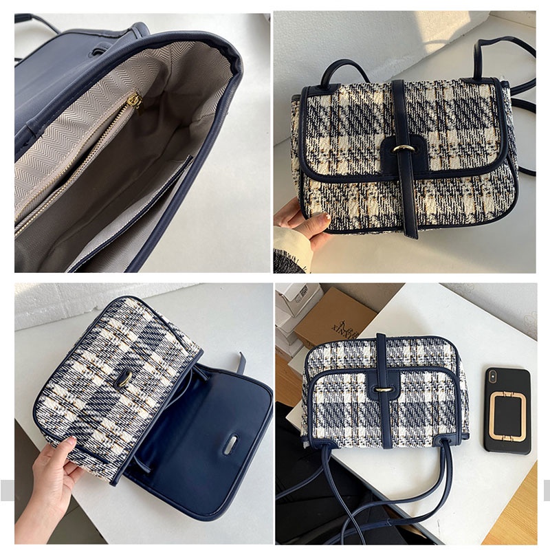 Mischa Túi Đeo Vai Bằng Vải Lông Sức Chứa Lớn Họa Tiết Kẻ Sọc Thời Trang Dành Cho Học Sinh