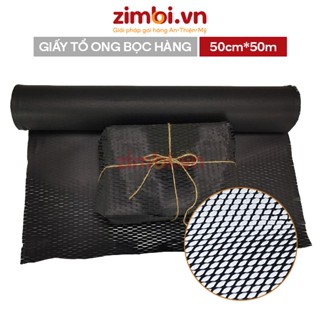 Cuộn giấy kraft tổ ong đen 50cmx50m gói hàng - Giấy kraft chống sốc, chống trầy xước - Thay thế đệm lót nilong