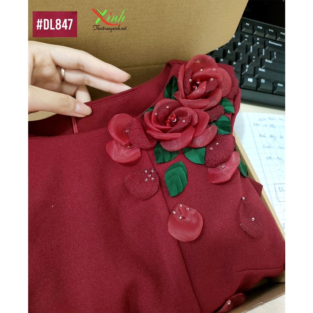 Đầm Cotton Cát Âu Kết Hoa Cao Cấp DL847