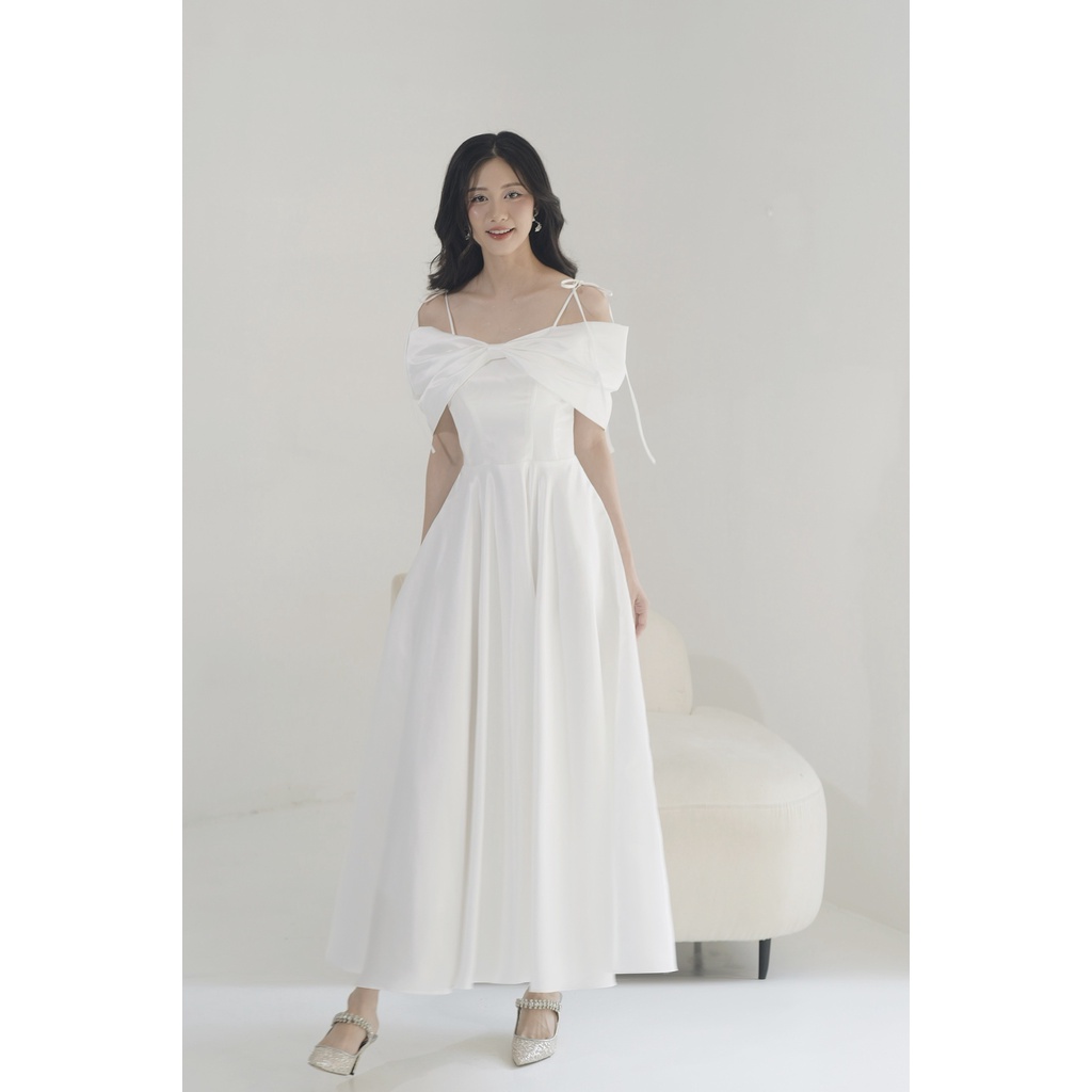 Váy Trắng Zury Dress Vài Taj Dự Tiệc Tiểu Thư Tafta Tay Phồng, Váy tiểu thư, công chúa trắng_mai.ni.chi