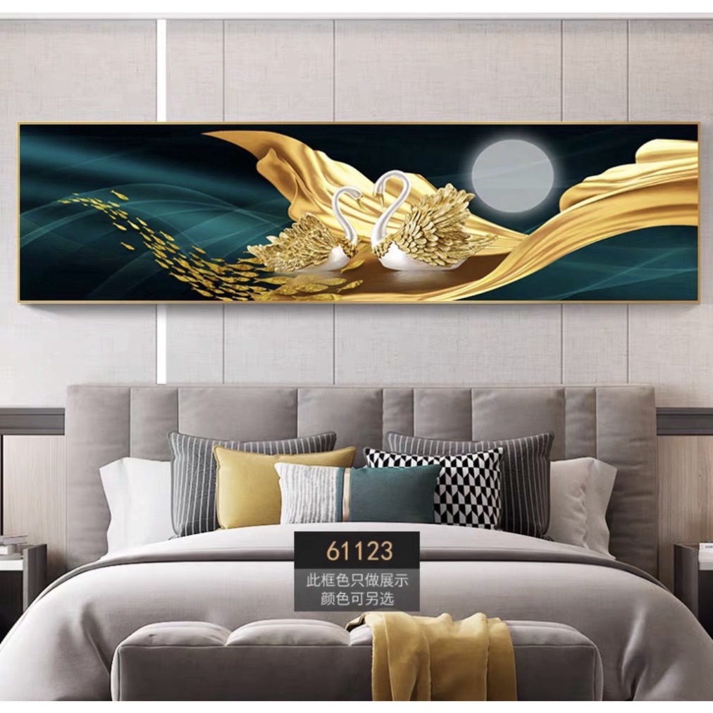 Tranh Treo Tường Phòng Ngủ đầu Giường Khách Sạn Nhà nghỉ Khách Hươu Nai Rẻ Quạt Thiên Nga tráng gương Decor