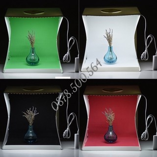 Hộp Chụp Sản Phẩm 40x40cm Có Kèm Đèn Led 2 Dãy có 70 Bóng - Tặng 6 Phong Nền - Green Family -