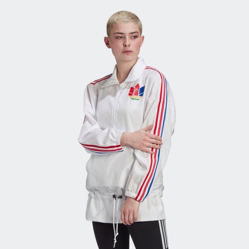 Áo Khoác Thể Thao Adidas 100% Vải Mỏng Dáng Ôm Phối Dây Rút Cá Tính Cho Nữ