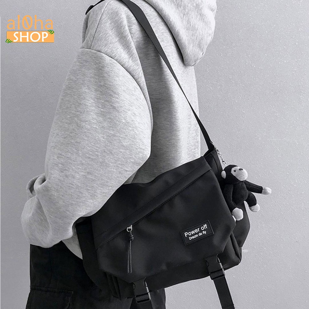 Túi đeo chéo Messenger cỡ to vải Poly cao cấp chống thấm nước, bền bỉ unisex nam nữ - al0ha Shop