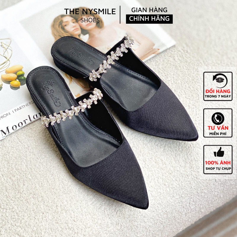 Dép Sục Bít Mũi Nhọn Quai Đính Cườm - The NySmile Snap