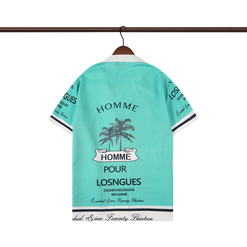 Maniee DE Viir Áo Sơ Mi Ngắn Tay In Chữ Màu Tương Phản Đường Phố Cao Cấp