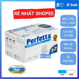 Khẩu trang y tế trẻ em 3 lớp Perfetta Trắng/Xanh - Bsafe