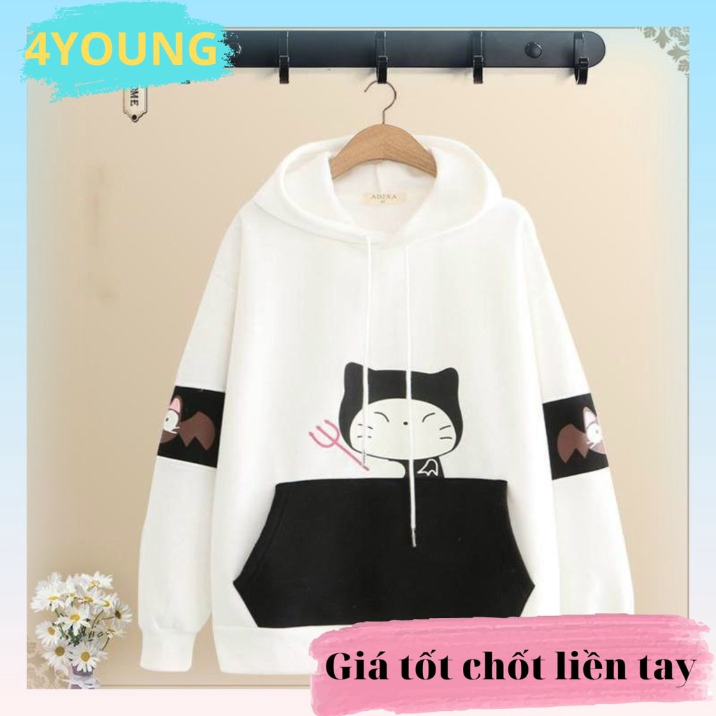 Áo hoodie nữ in mèo dễ thương đẹp