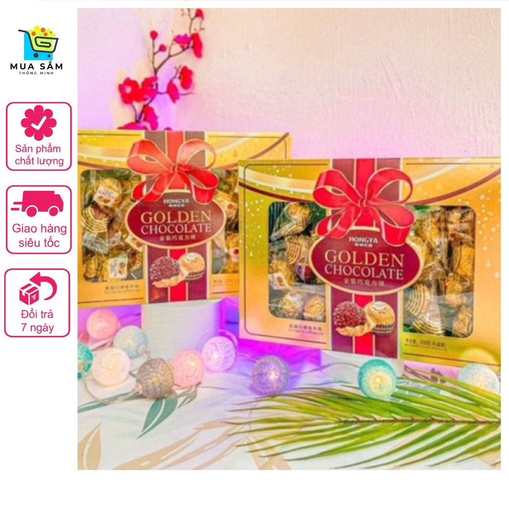 GÓI 208gr KẸO CHOCOLATE GOLDEN HONGYA Vàng