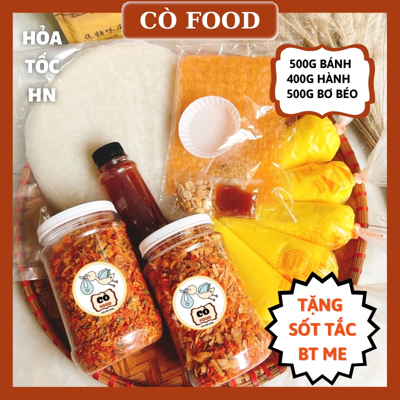 COMBO BÁNH TRÁNG PHƠI SƯƠNG 500G + SIÊU BƠ 500G + MUỐI TÉP HÀNH PHI 400G - COFOOD