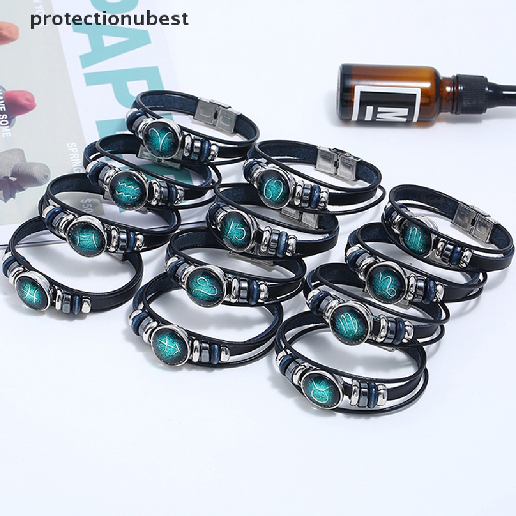 Vòng Tay Da Bện Họa Tiết 12 Cung Hoàng Đạo Phong Cách Retro Sự Bảo Vệ Phụ Kiện Làm Sạch Bằng Nhựa Tiện Dụng